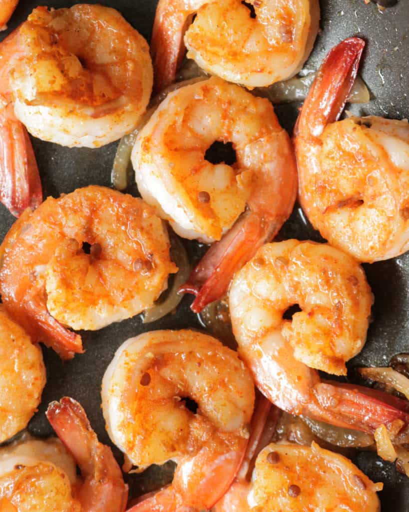 sauteed shrimp in garlic seasoning.