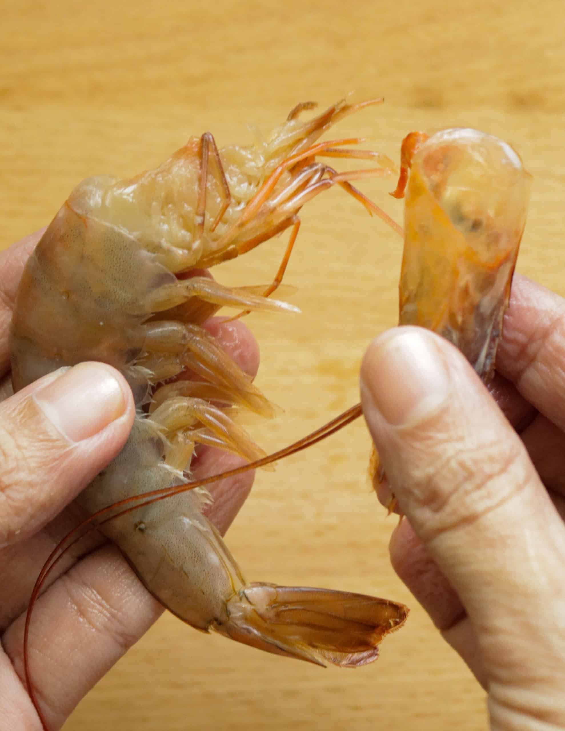 how to remove shrimp head from the shrimp body