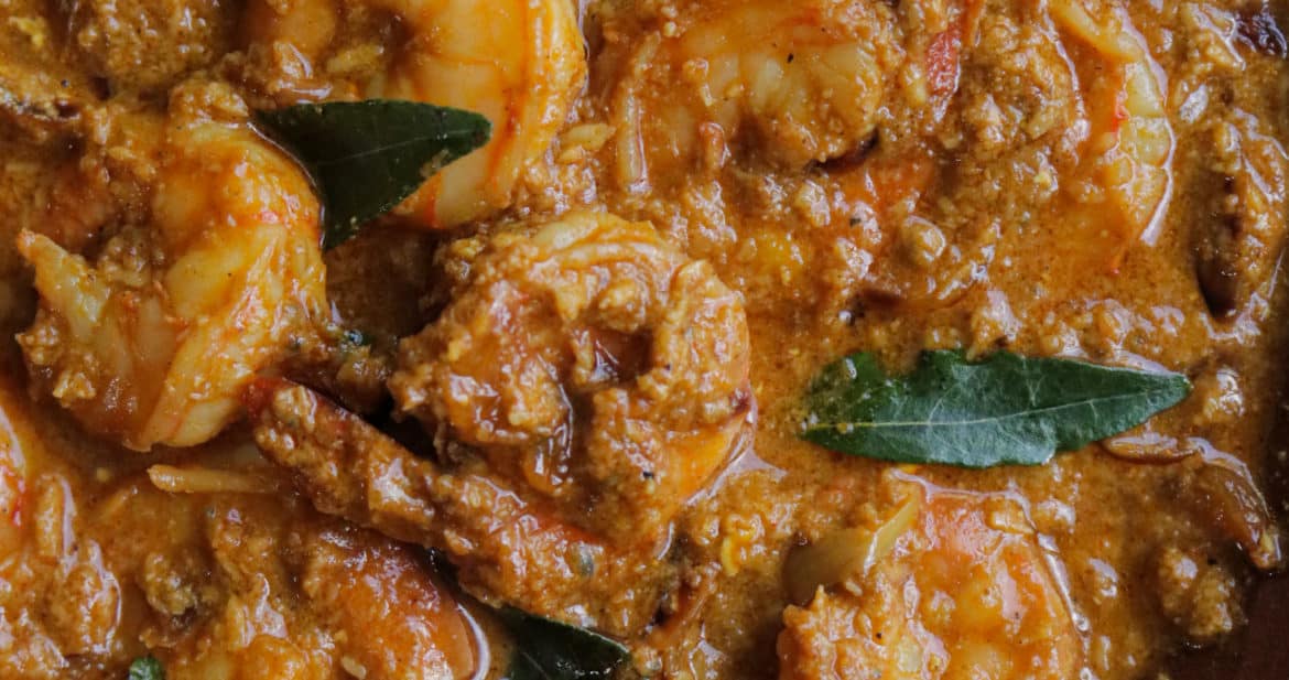 red shrimp korma curry.