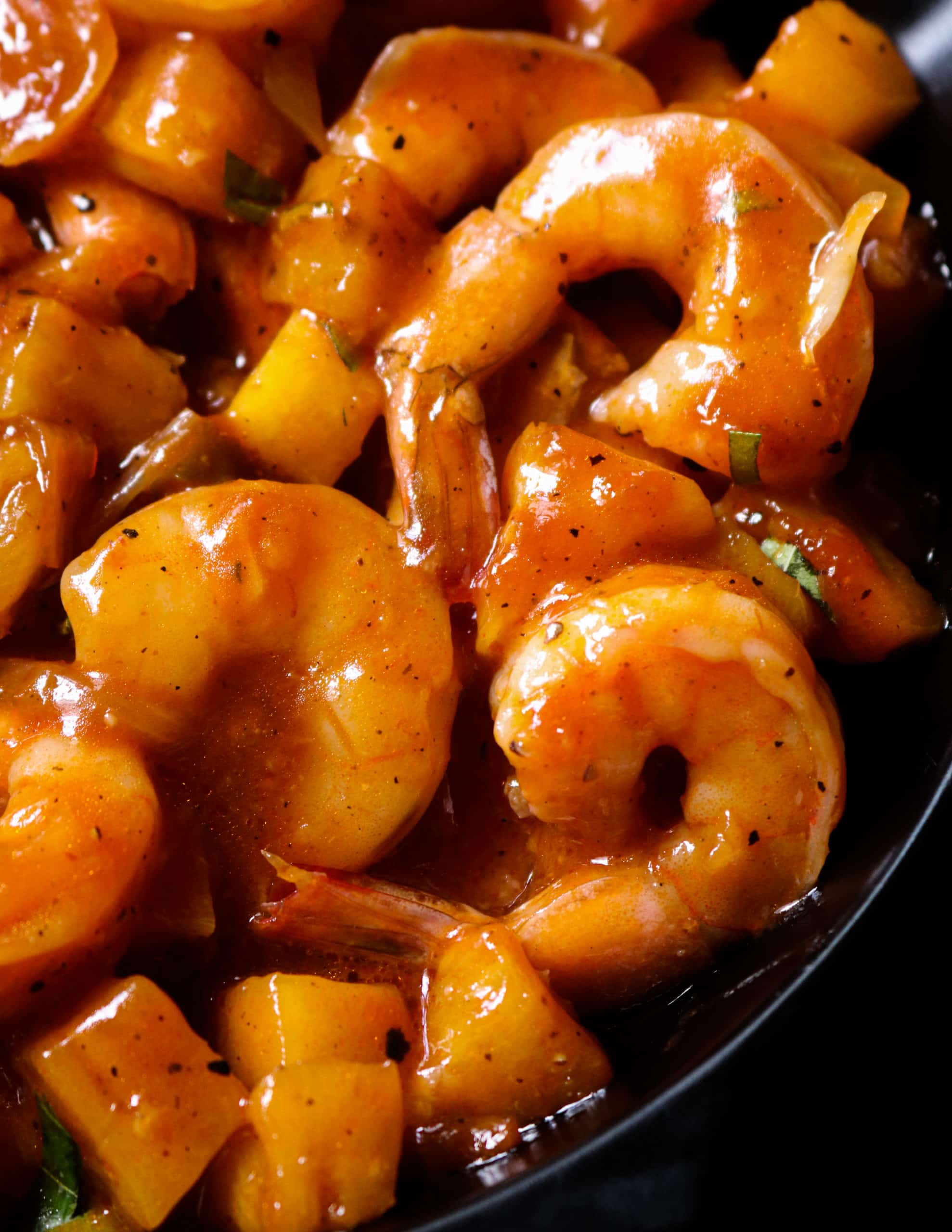 Sweet and sour shrimp with pineapple. - THE SEAFOOD BLOG