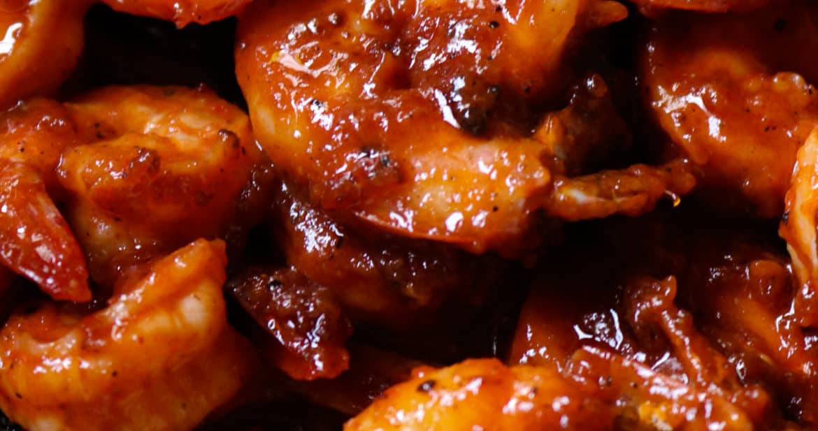 bbq shrimp with a glaze.